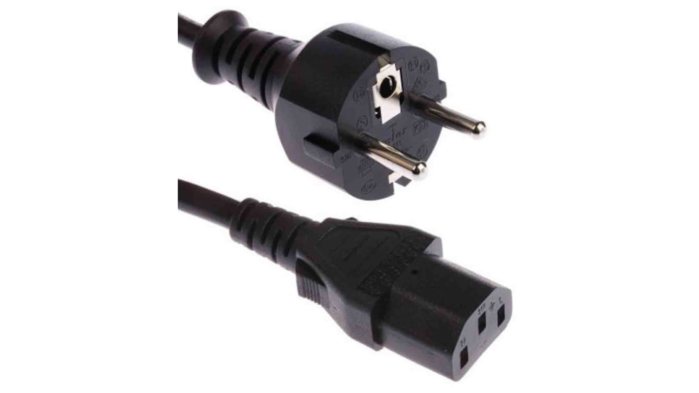 RS PRO IEC C13 Socket to CEE 7/7 Plug Power Cord, 3m RS