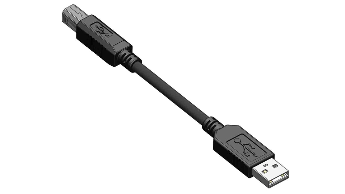 RS PRO USB 2.0 Cable, Male USB A to Male USB B Cable, 1m