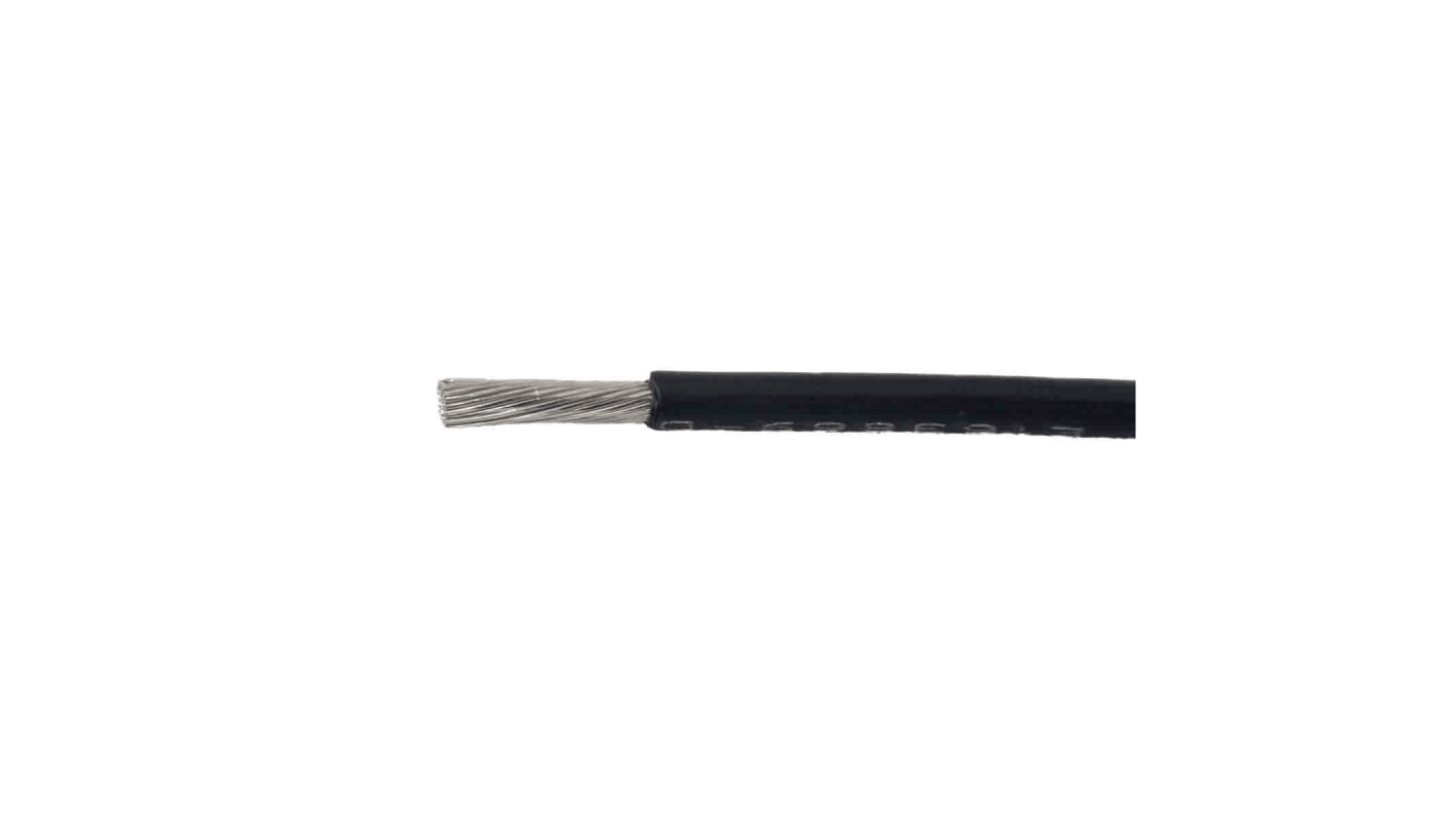 Alpha Wire Ecogen Ecowire Metric Series Black 0.75 mm² Hook Up Wire, 18 AWG, 42/0.16 mm², 50m, Polyphenylene Ether