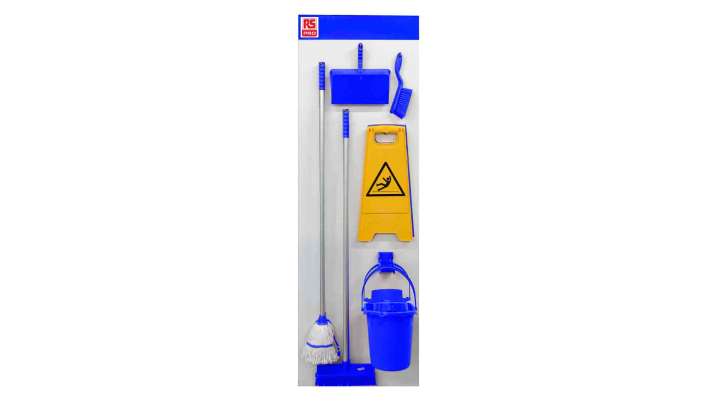 Kit organizador ustensilios de limpieza Azul RS PRO de Polipropileno, para montaje en , montaje en pared, 610mm de