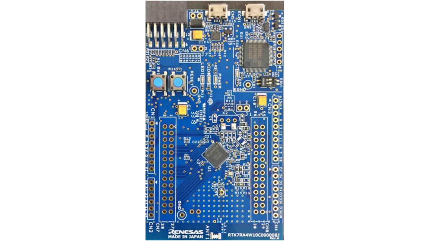 Placa de microcontrolador MCU development kit de Renesas Electronics, con núcleo ARM Cortex M4