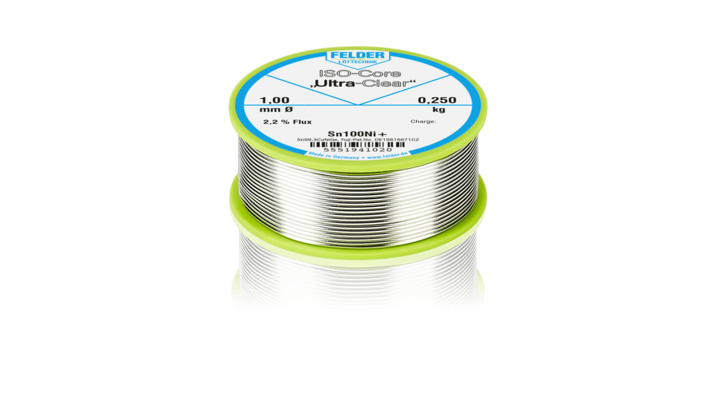 Solder wire ULTRA-CLEAR Sn100Ni+, 1,00 m
