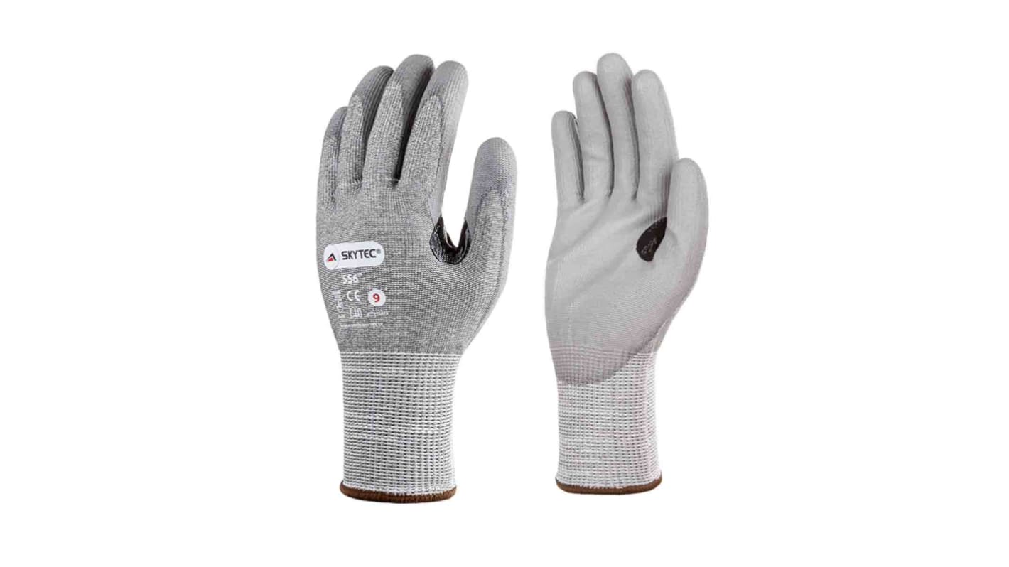Skytec Grey Nylon Cut Resistant Work Gloves, Size 10, Polyurethane Coating