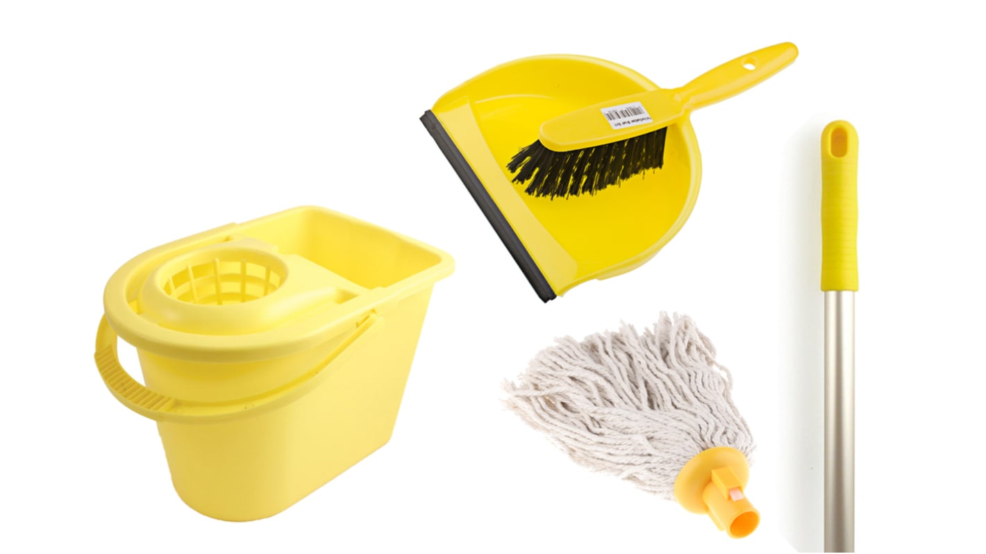 Kit ustensilios de limpieza Amarillo RS PRO, para