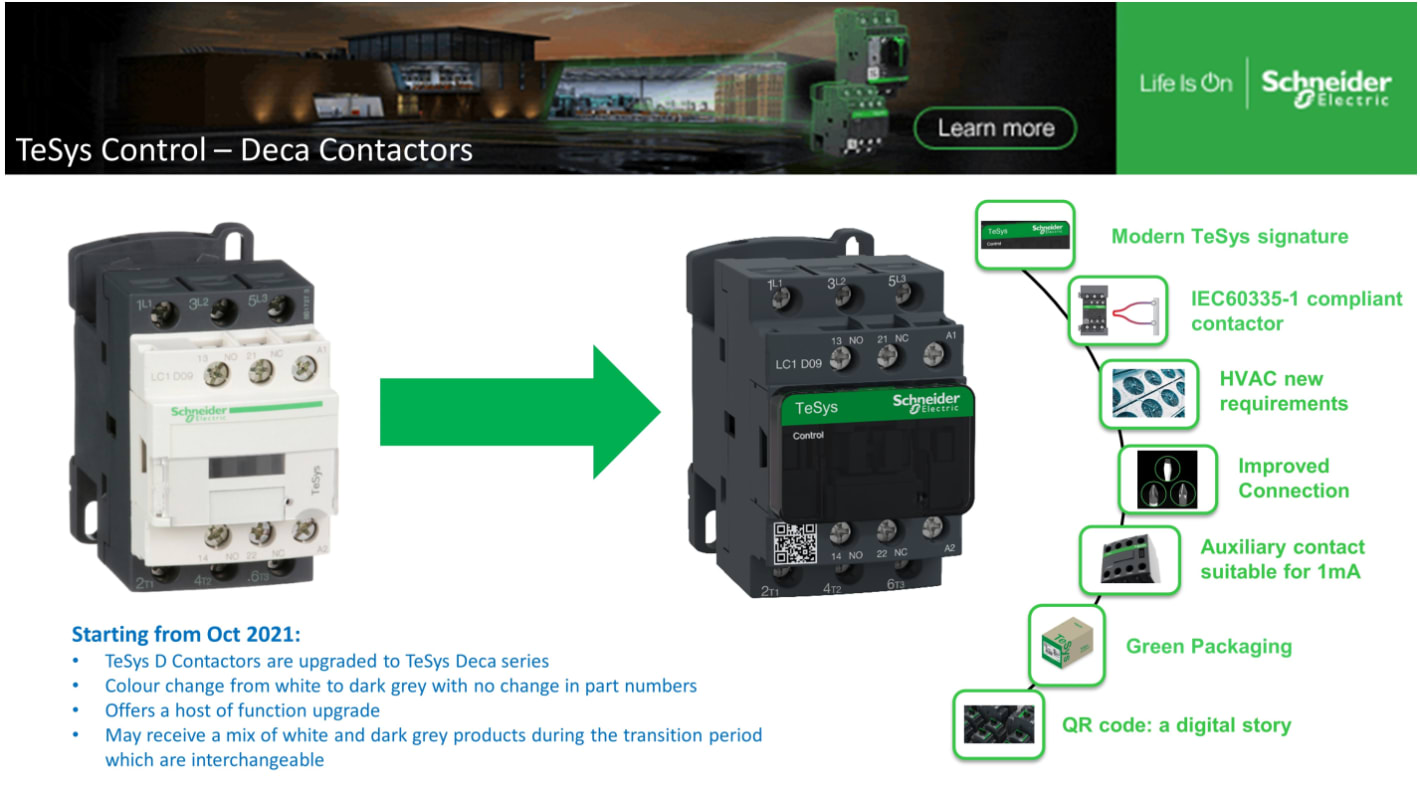 Schneider Electric Auxiliary Contact, 2 Contact, 2NO, DIN Rail Mount, TeSys D