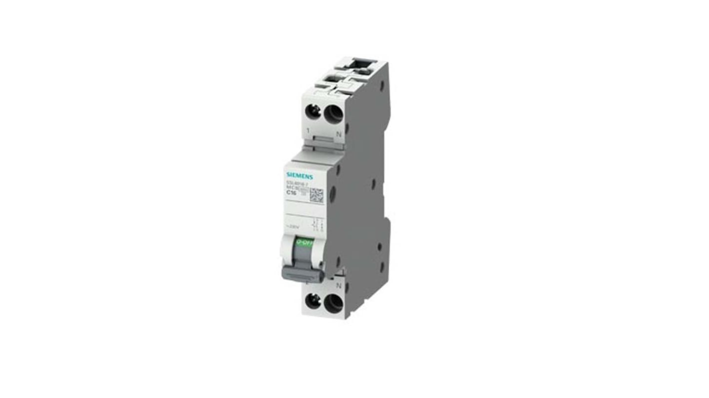 Siemens SENTRON 5SL6 MCB, 1P+N, 6A Curve C, 6 kA Breaking Capacity