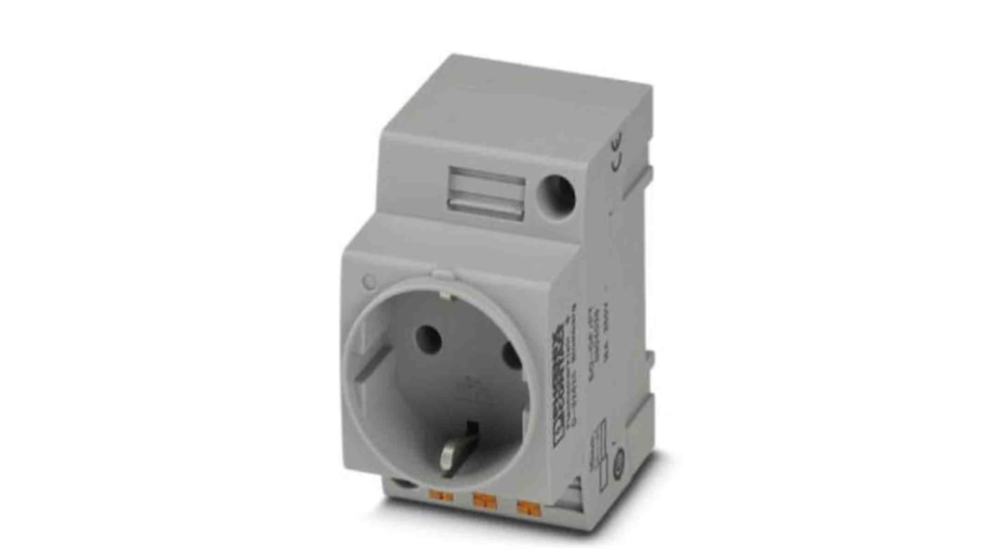 0804038 | Phoenix Contact German Mains Sockets, 16A, DIN Rail, 250 V | RS