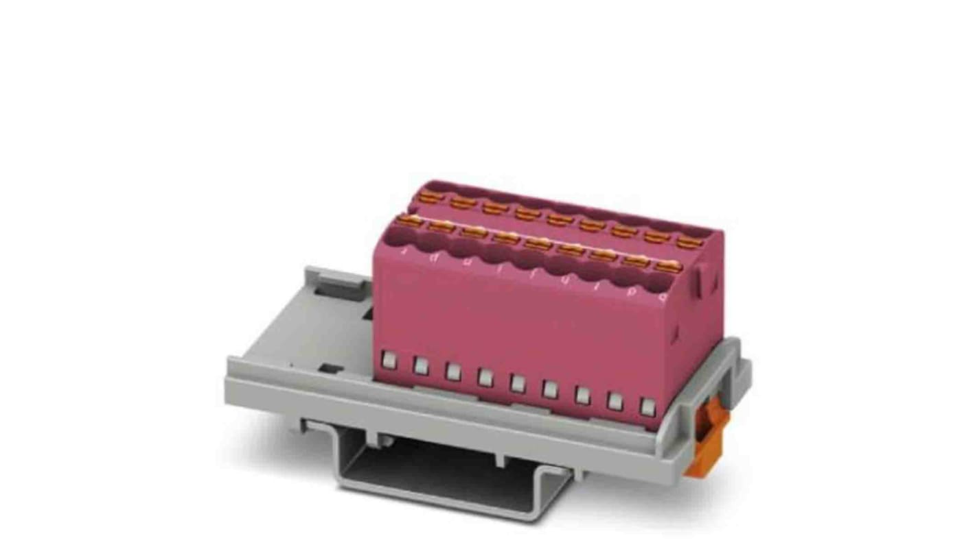 Phoenix Contact Distribution Block, 18 Way, 2.5mm², 17.5A, 500 V, Pink