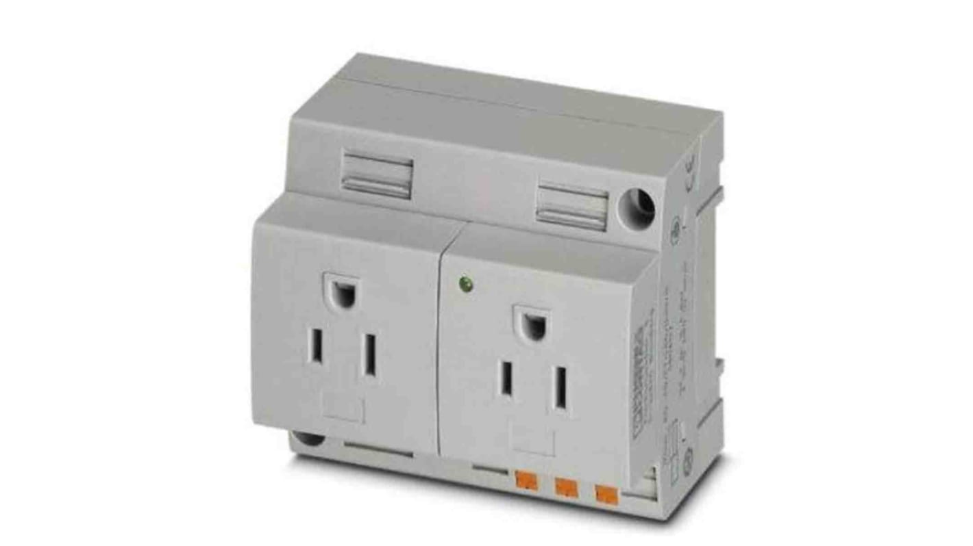 Phoenix Contact USA Mains Sockets, 15A, DIN Rail, 125 V