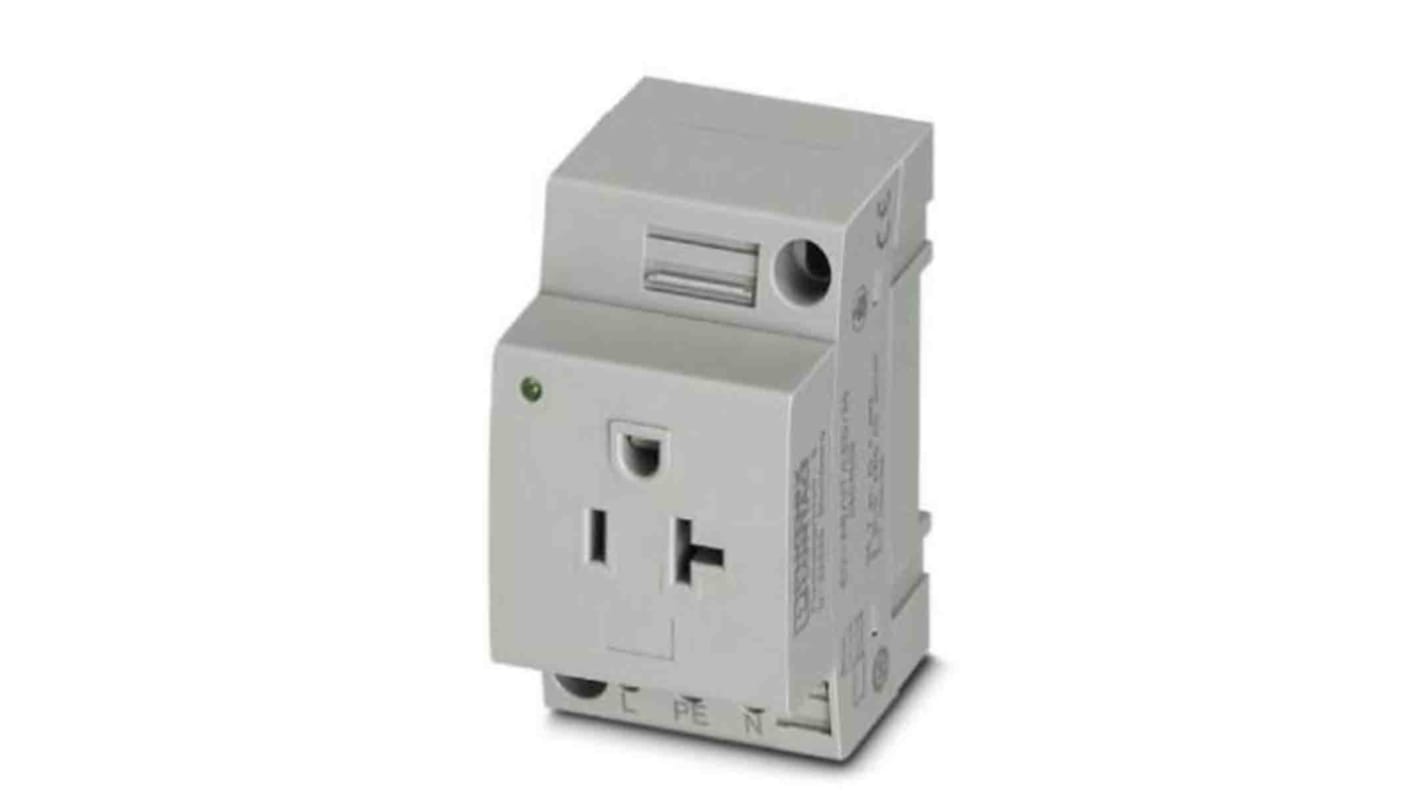 Phoenix Contact USA Mains Sockets, 20A, DIN Rail, 125 V