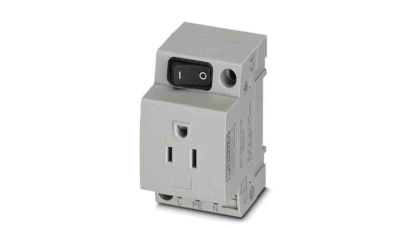 Phoenix Contact USA Mains Sockets, 15A, DIN Rail, 125 V