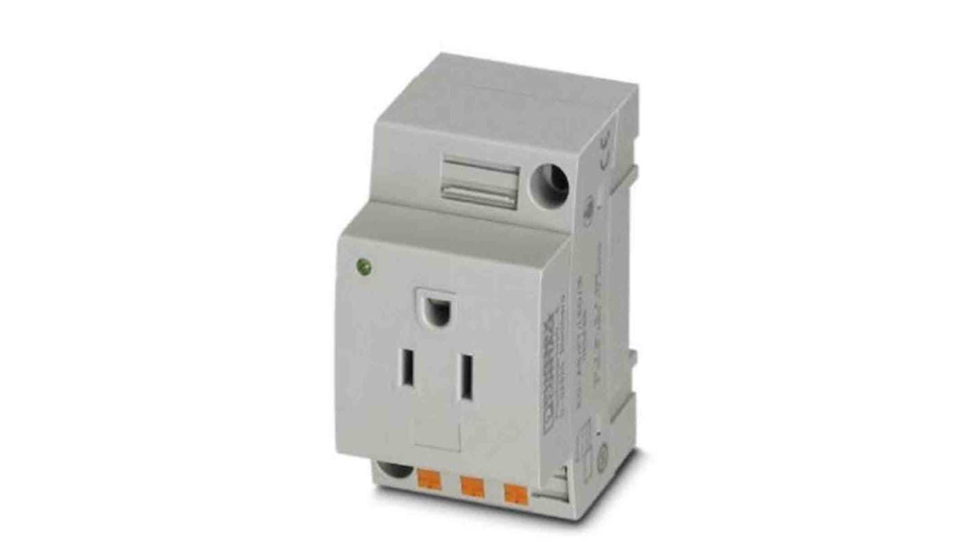 0804168 | Phoenix Contact USA Mains Sockets, 15A, DIN Rail, 125 V | RS