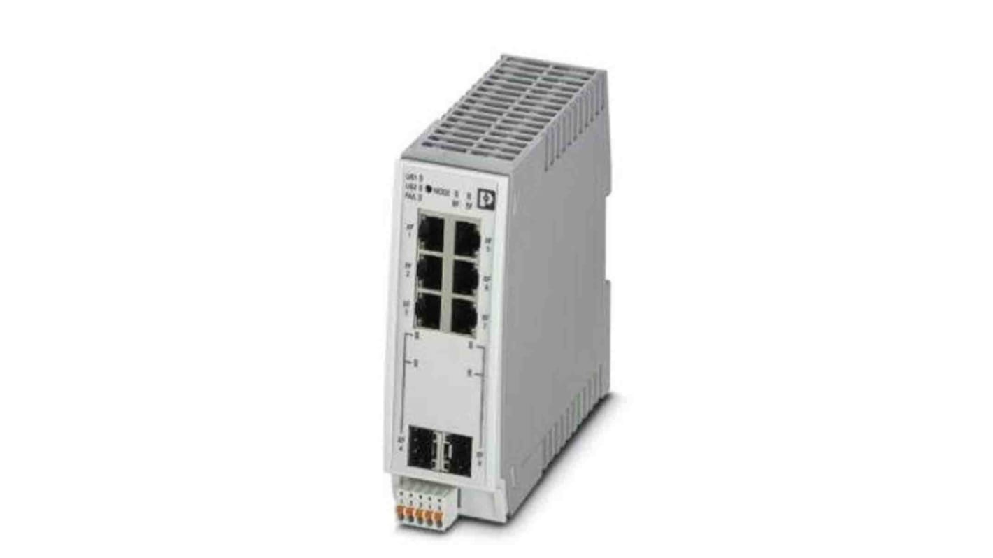 Phoenix Contact FL SWITCH 2306-2SFP PN Ethernet-Switch, 6 x RJ45 / 1000Mbit/s, bis 100m für DIN-Schienen, 24V dc