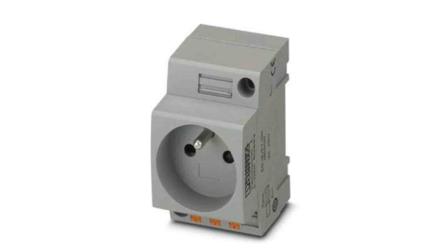 Phoenix Contact French Mains Sockets, 16A, DIN Rail, 250 V