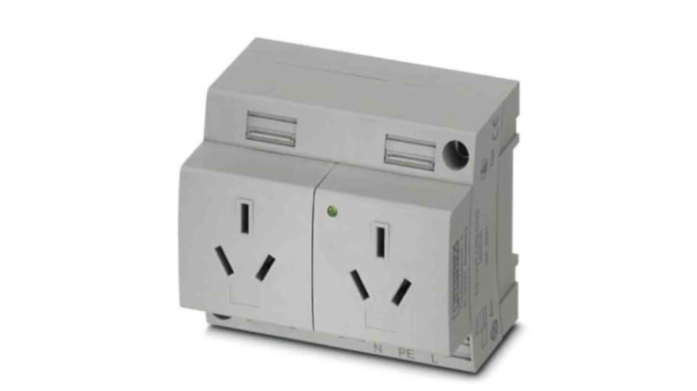 Phoenix Contact Mains Sockets, 10A, DIN Rail, 250 V