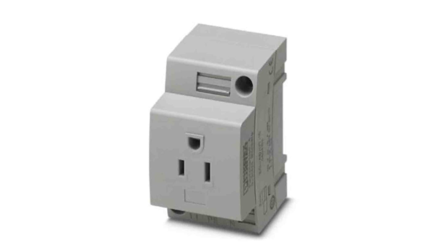 Phoenix Contact USA Mains Sockets, 15A, DIN Rail, 125 V