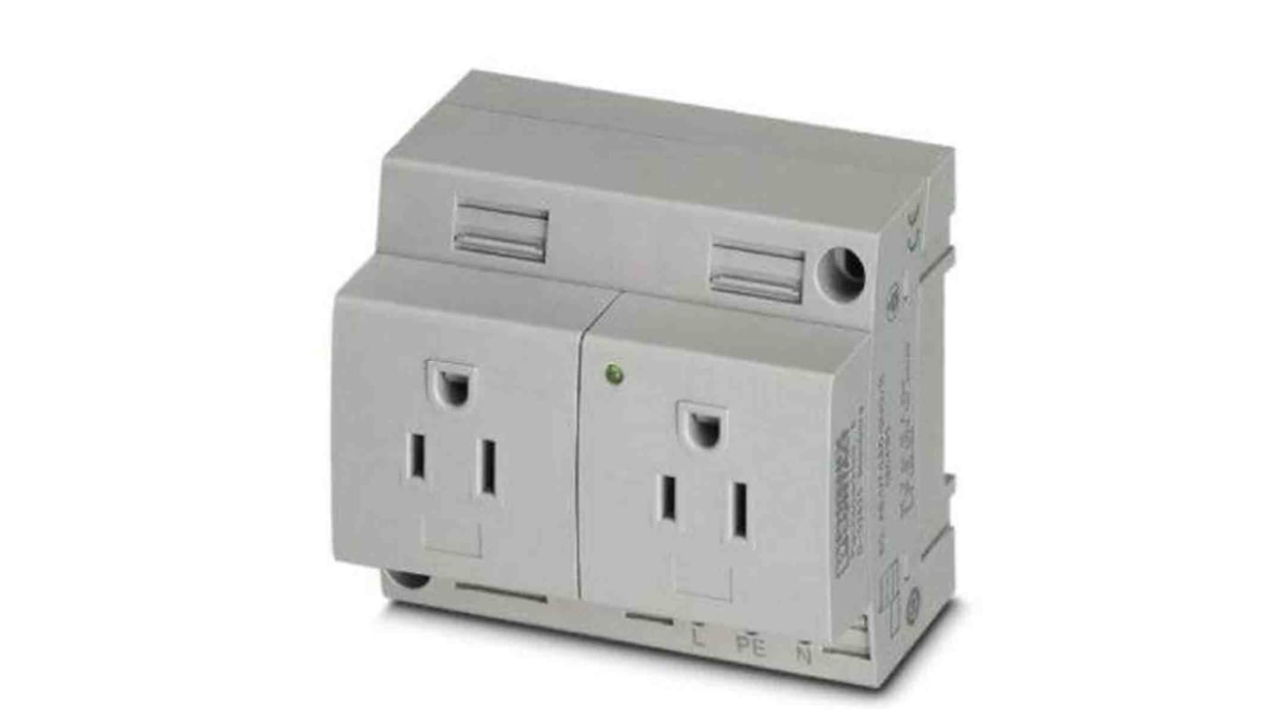 0804163 | Phoenix Contact USA Mains Sockets, 15A, DIN Rail, 125 V | RS