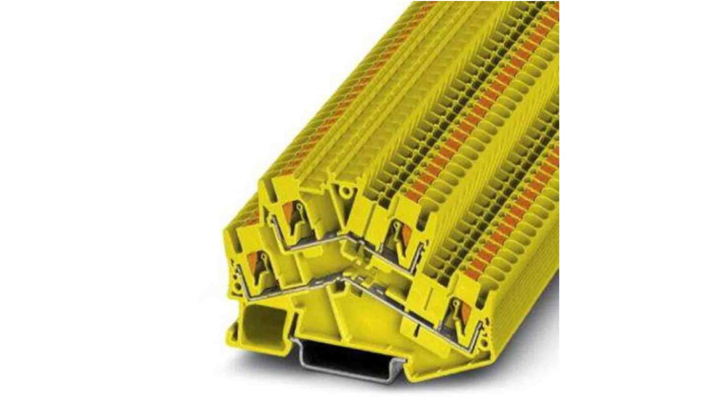 Phoenix Contact PTTBS Series Yellow Double Level Terminal Block, Push In Termination