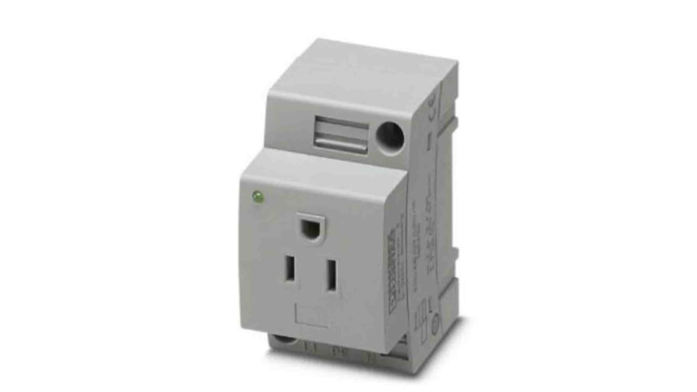 Phoenix Contact USA Mains Sockets, 15A, DIN Rail, 125 V