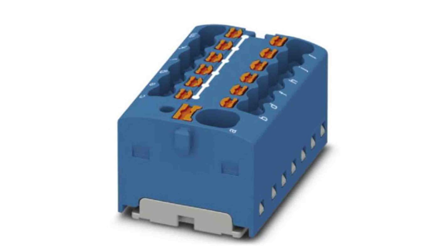 Phoenix Contact Distribution Block, 13 Way, 2.5mm², 17.5A, 450 V, Blue