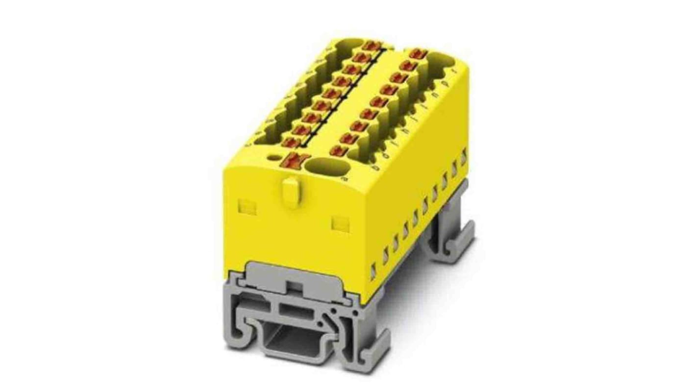 Phoenix Contact Distribution Block, 19 Way, 2.5mm², 17.5A, 500 V, Yellow