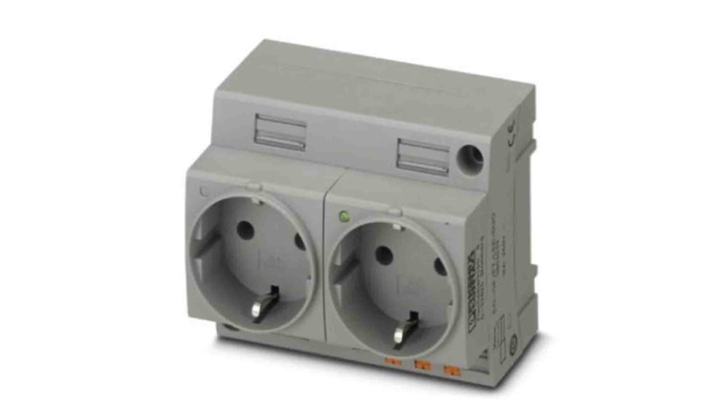 Phoenix Contact German Mains Sockets, 16A, DIN Rail, 250 V