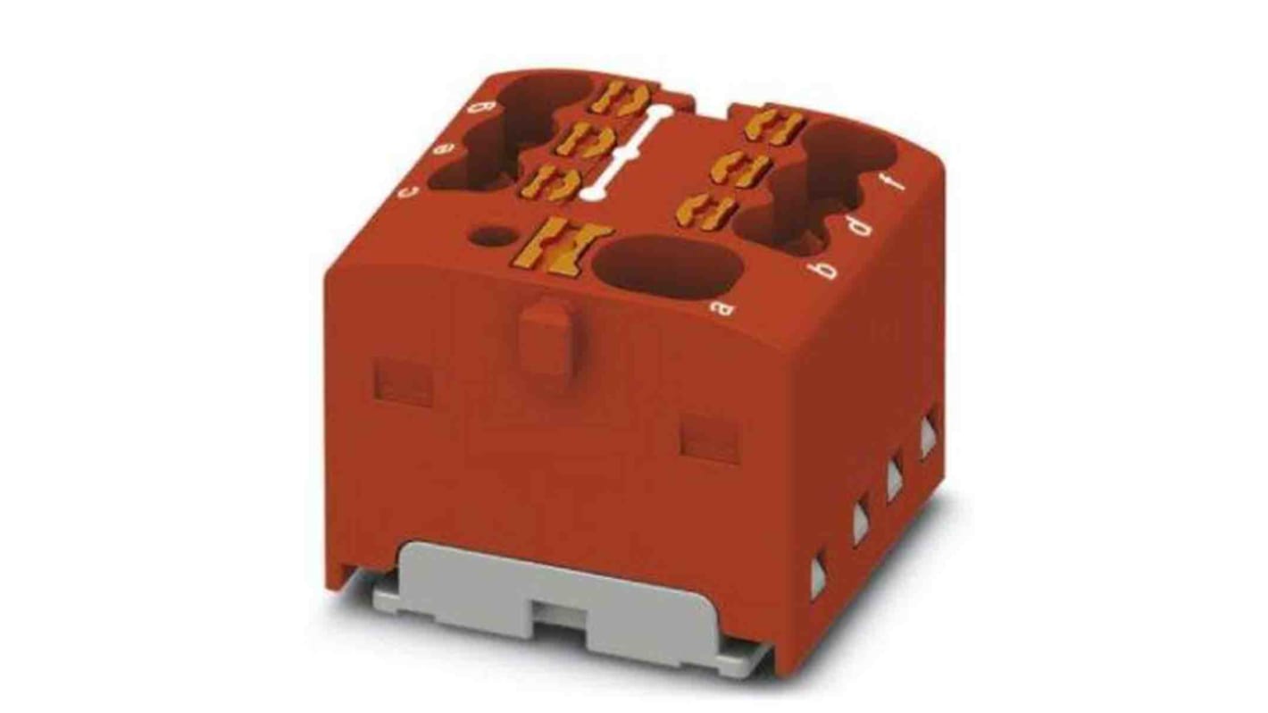 Phoenix Contact Distribution Block, 7 Way, 2.5mm², 17.5A, 450 V, Red