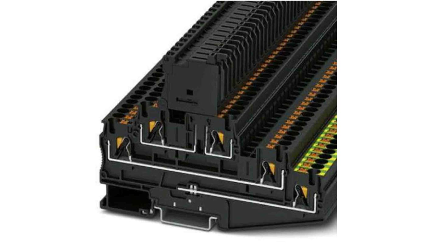 Phoenix Contact PT Series Black Fused DIN Rail Terminal, Triple-Level, Fused