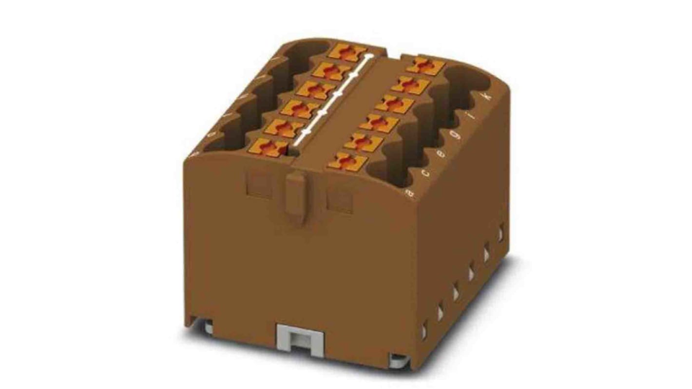 Phoenix Contact Distribution Block, 12 Way, 4mm², 24A, 450 V, Brown