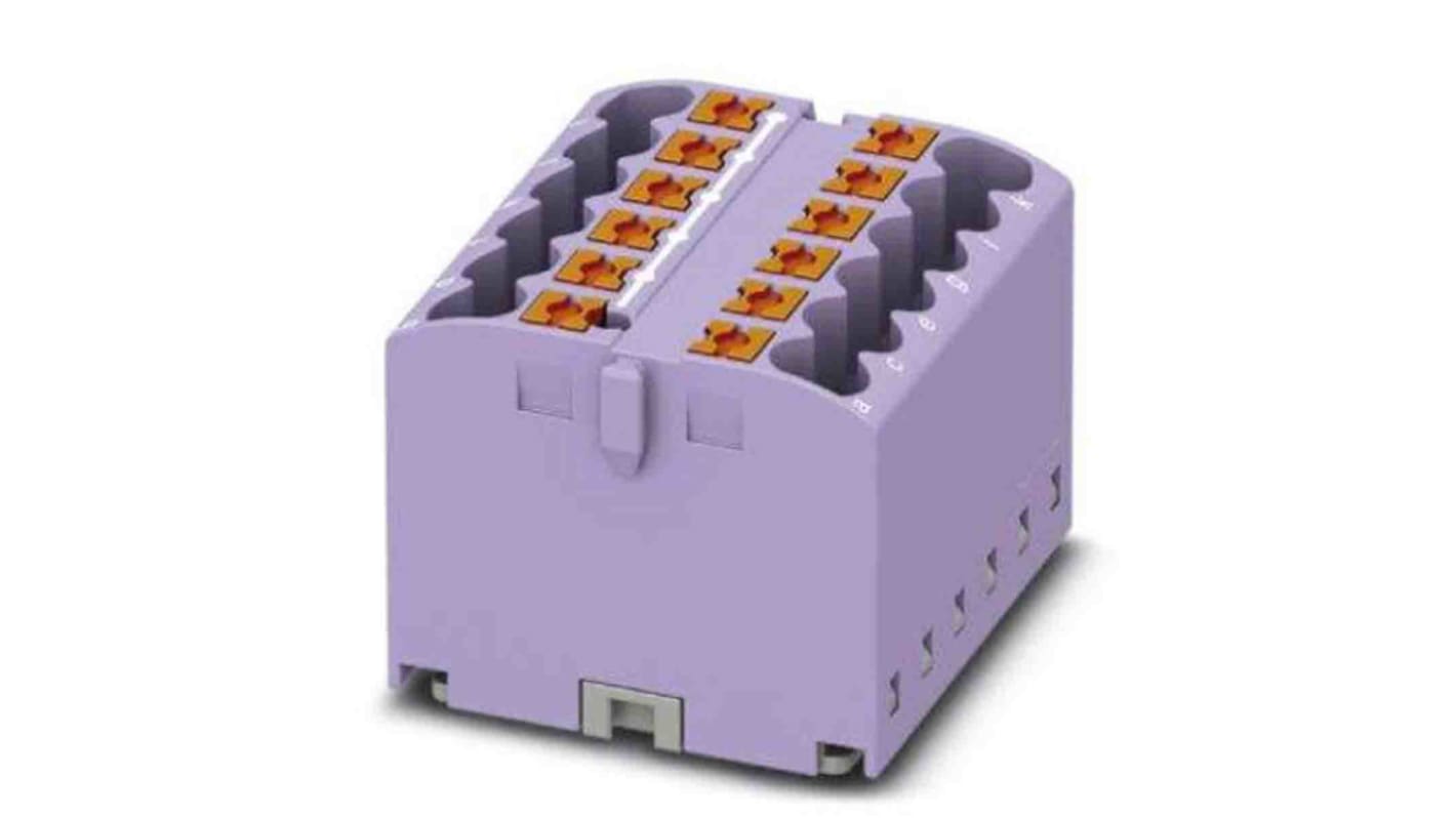 Phoenix Contact Distribution Block, 12 Way, 4mm², 24A, 450 V, Violet