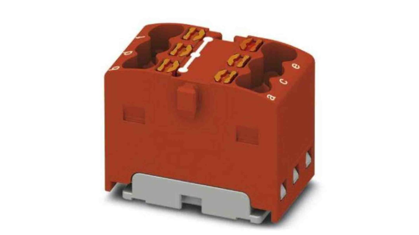 Phoenix Contact Distribution Block, 6 Way, 2.5mm², 17.5A, 450 V, Red