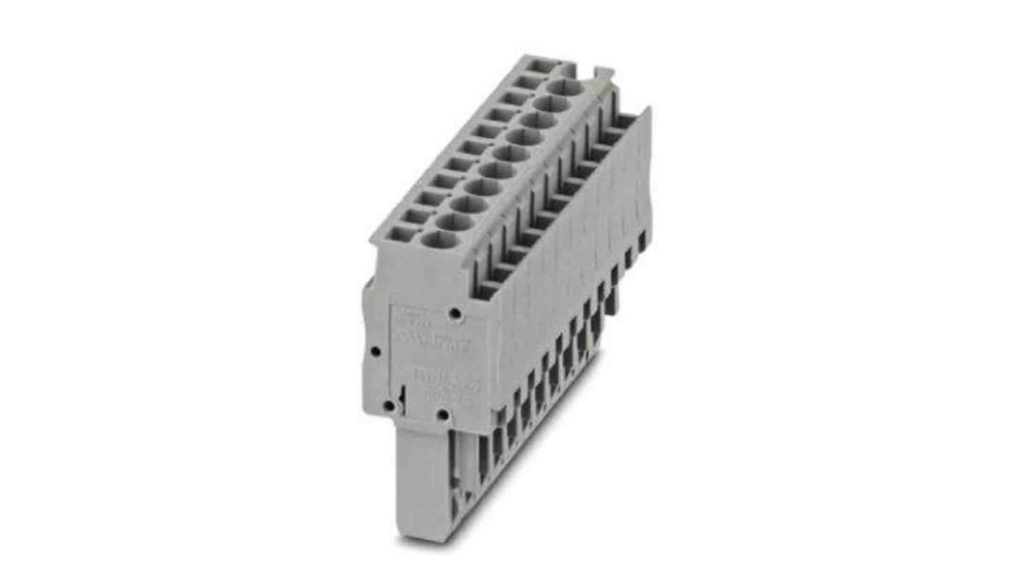 Phoenix Contact 5.2mm Pitch 11 Way Pluggable Terminal Block, Plug, DIN Rail, Spring Cage Termination