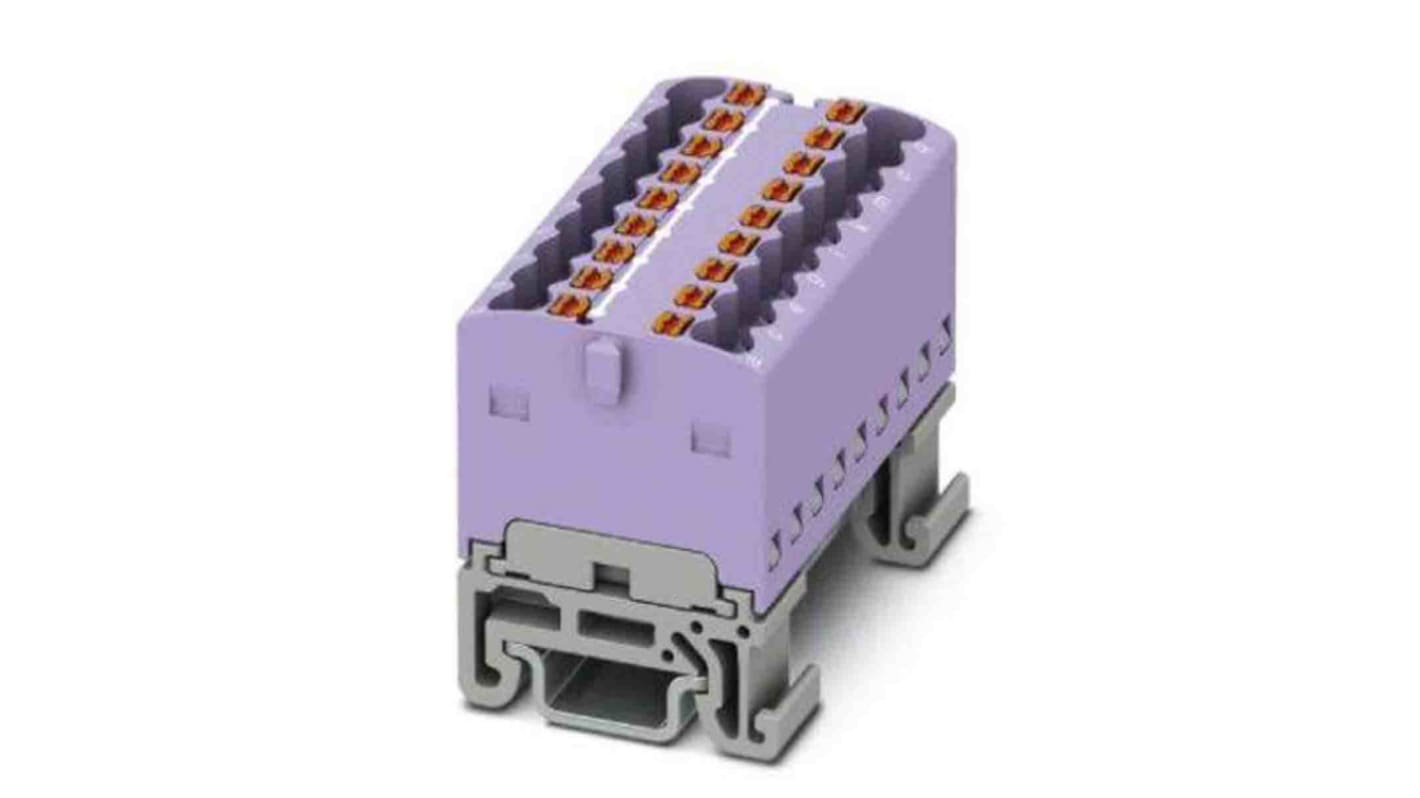 Bloque de distribución, 18 vías, 17.5A, 500 V