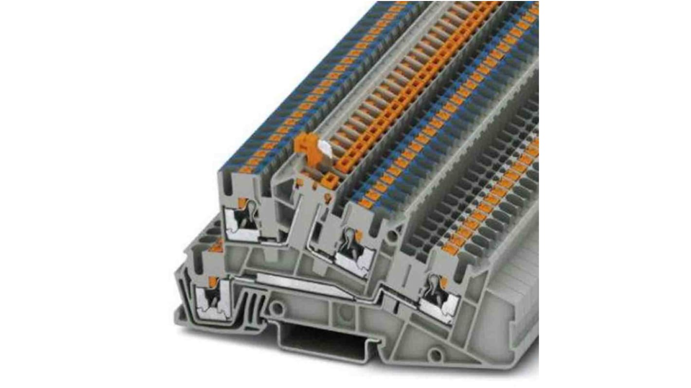 Phoenix Contact Grey DIN Rail Terminal Block, 0.14 → 4mm², Push In Termination