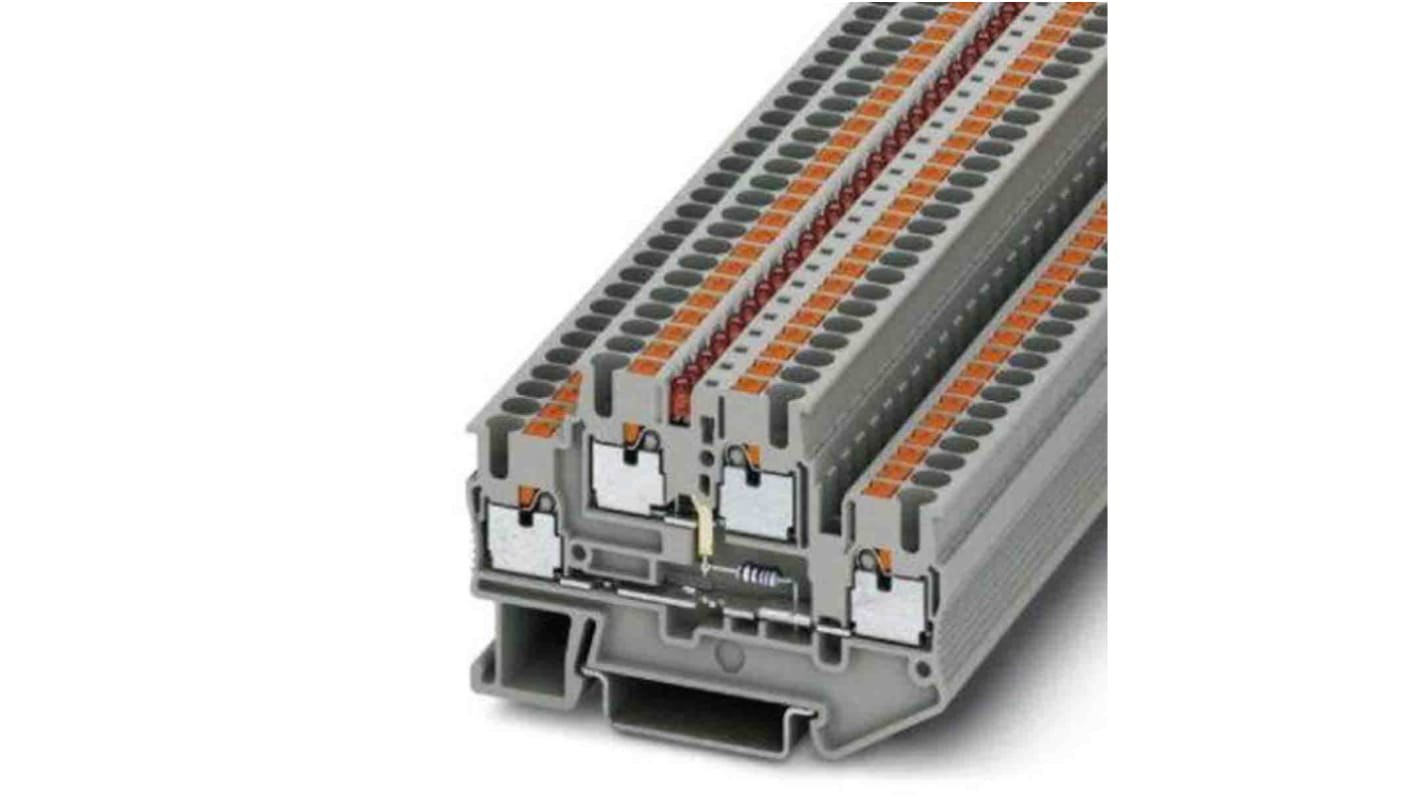 Phoenix Contact PTTB Series Grey Double Level Terminal Block, Push In Termination