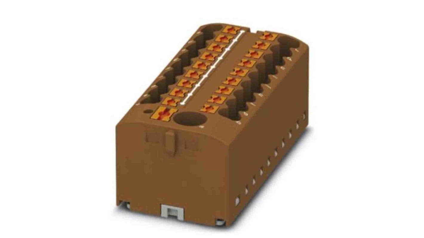 Phoenix Contact Distribution Block, 19 Way, 0.14 → 4mm², 24A, 450 V, Brown