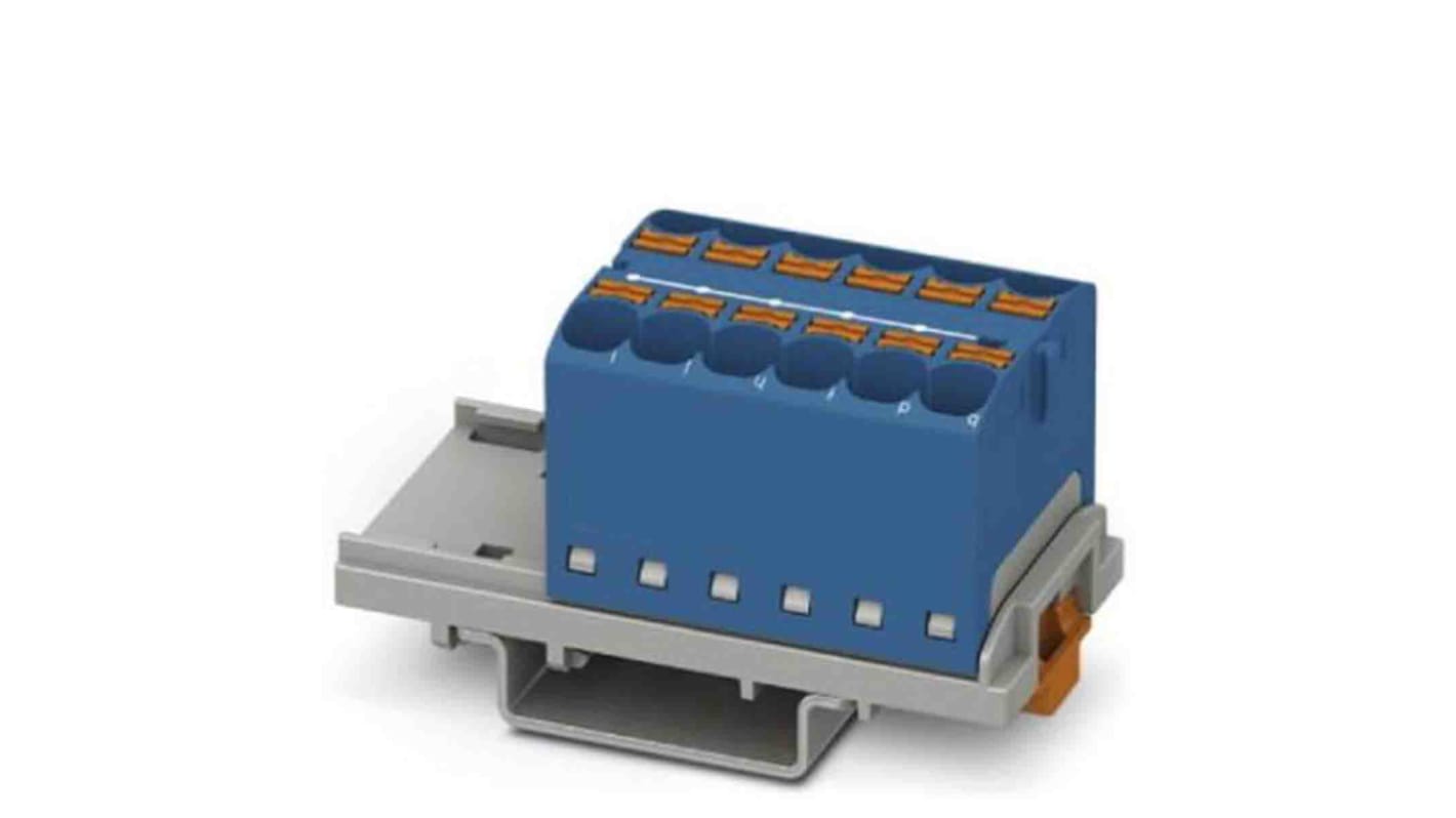 Phoenix Contact Distribution Block, 12 Way, 0.2 → 6mm², 32A, 800 V, Blue