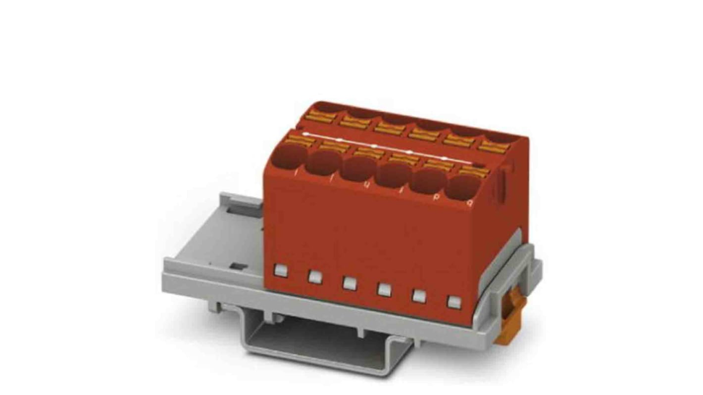 Phoenix Contact Distribution Block, 12 Way, 0.2 → 6mm², 32A, 800 V, Red