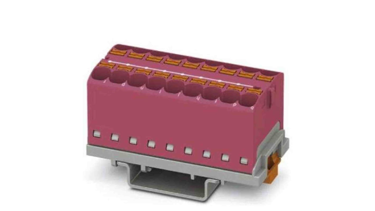 Phoenix Contact Distribution Block, 18 Way, 0.2 → 6mm², 32A, 800 V, Pink