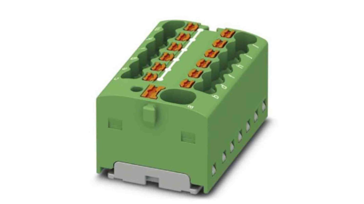 Phoenix Contact Distribution Block, 13 Way, 2.5mm², 17.5A, 450 V, Green