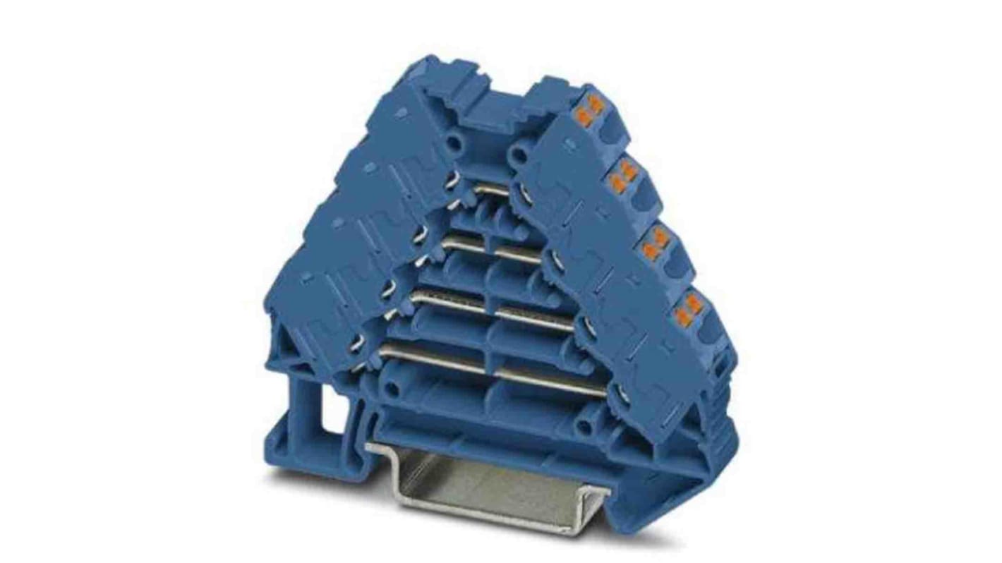 Bloc de jonction rail DIN sans fusible Phoenix Contact PTRV, 0.14 → 2.5mm², Enfichable, Bleu