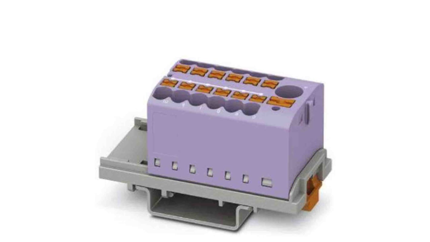 Phoenix Contact Distribution Block, 13 Way, 4mm², 24A, 690 V, Violet