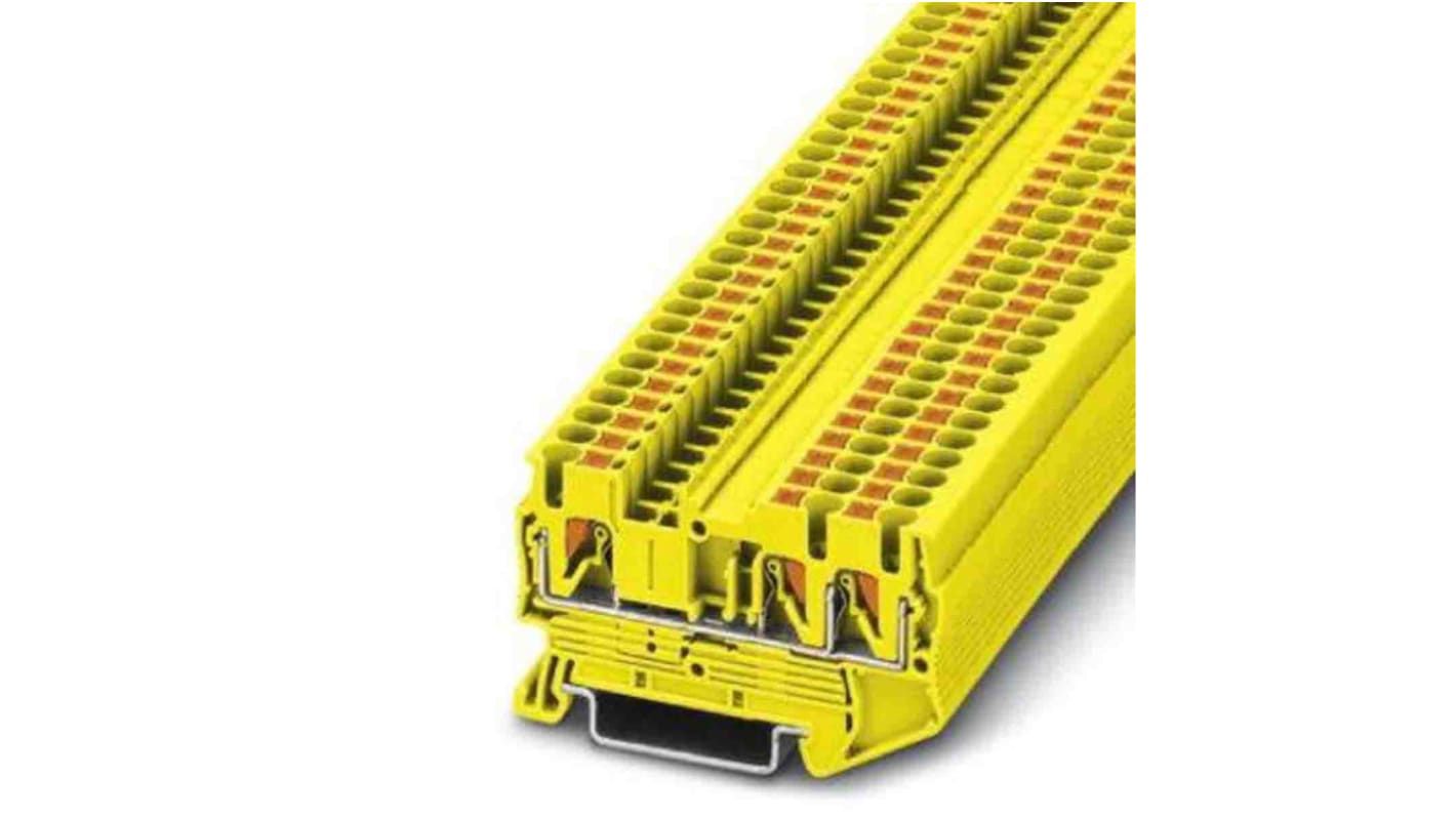 Phoenix Contact PT 2,5 Series Yellow Feed Through Terminal Block, 0.14 → 4mm², Push In Termination, ATEX, IECEx