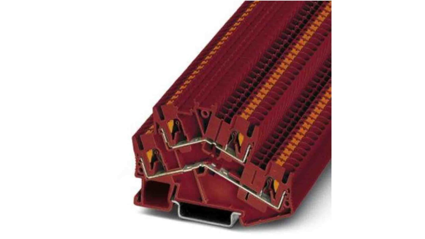 Phoenix Contact PTTBS Series Red Double Level Terminal Block, Push In Termination