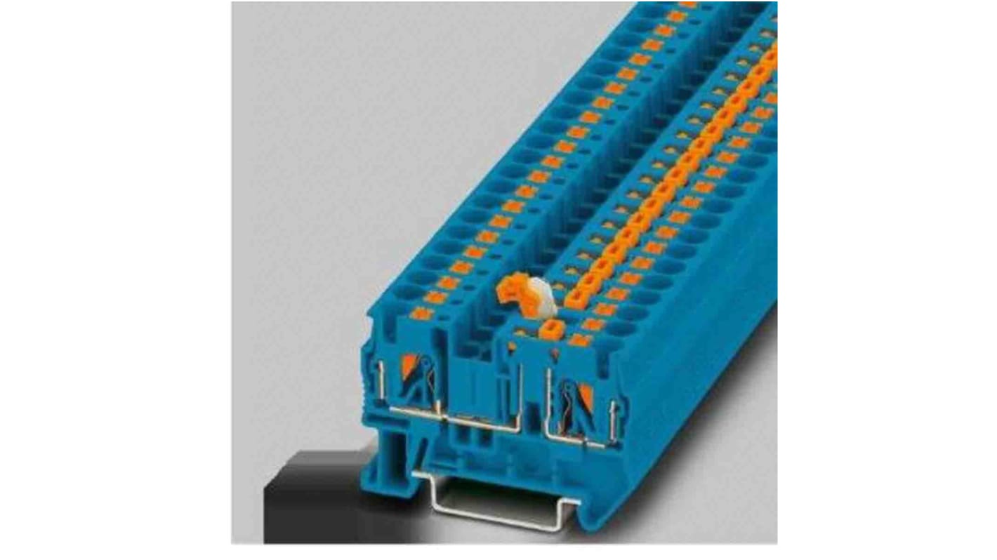 Phoenix Contact PT Series Blue Knife Disconnect Terminal Block, Push In Termination