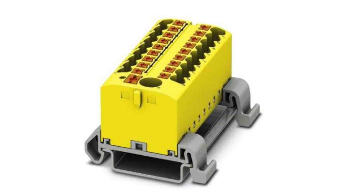 Phoenix Contact Distribution Block, 19 Way, 4mm², 24A, 690 V, Yellow