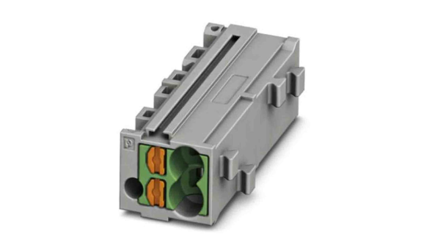 Phoenix Contact PTMC Series PTMC 1,5-2 /GN Pluggable Terminal Block, 17.5A, 14 → 26 AWG Wire, Push In Termination