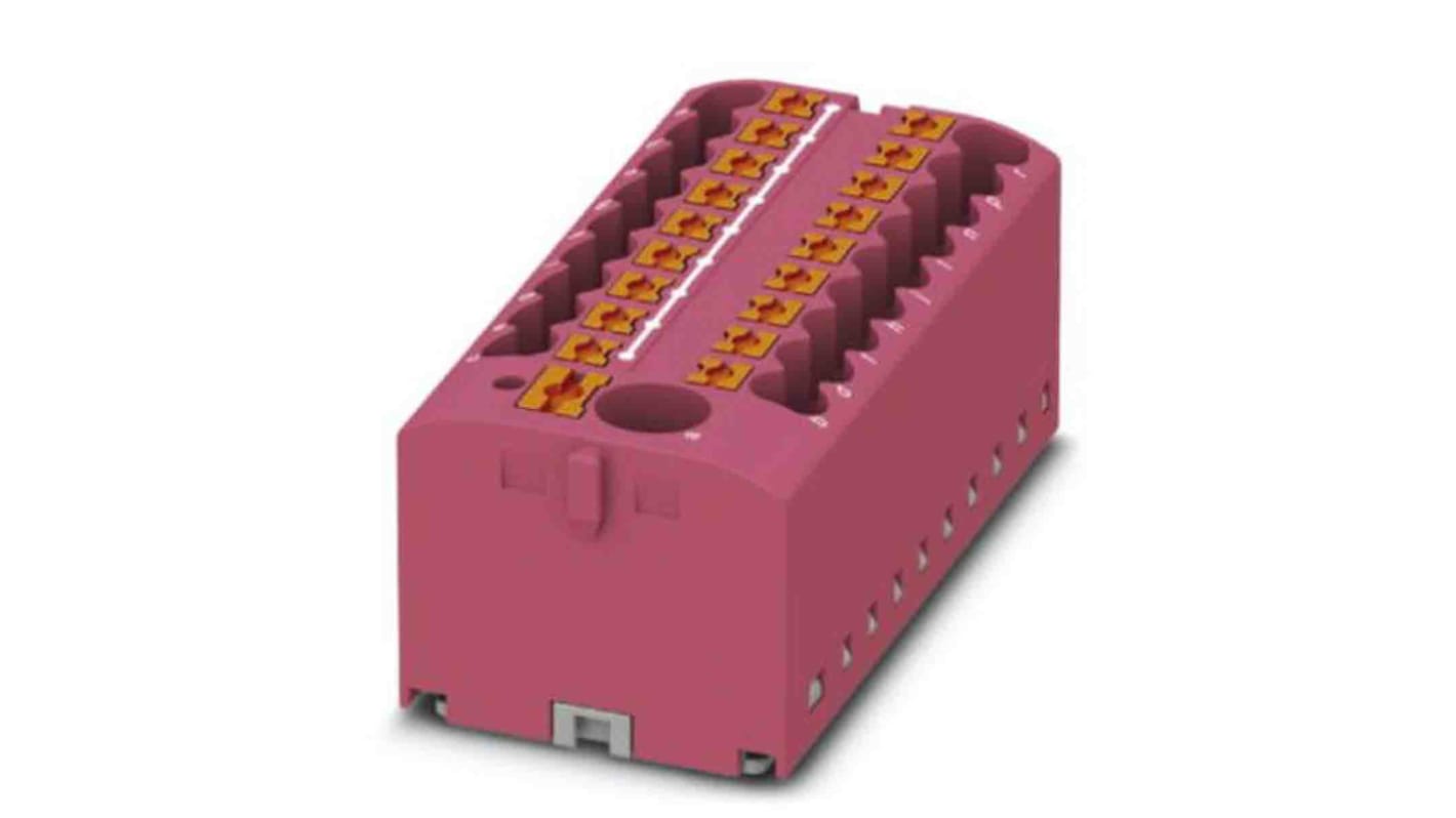 Phoenix Contact Distribution Block, 19 Way, 0.14 → 4mm², 24A, 450 V, Pink