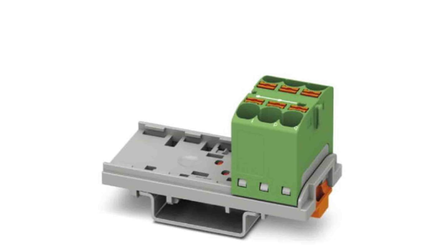 Phoenix Contact Distribution Block, 6 Way, 0.2 → 6mm², 32A, 800 V, Green