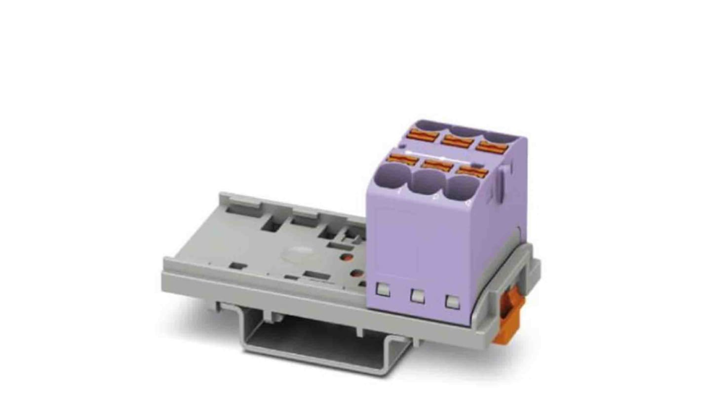 Phoenix Contact Distribution Block, 6 Way, 0.2 → 6mm², 32A, 800 V, Violet